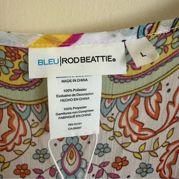 NWT Bleu Rod Beattie size Large Semi Sheer Paisley Swim Cover Up Dress Floral - Picture 4 of 7